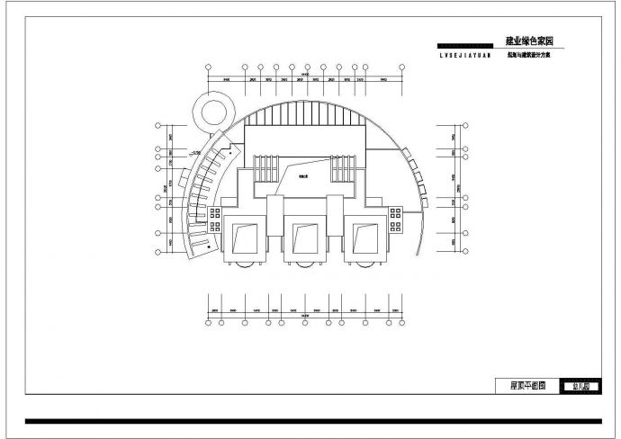 某长44.4米 宽29.8米 3层2872.54平米绿色家园9班幼儿园建筑设计cad方案图【含外观效果图】_图1