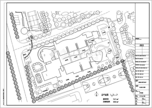 某3层框架结构5239.6平米15班托儿所（幼儿园）设计cad建筑方案图【含设计说明】-图一