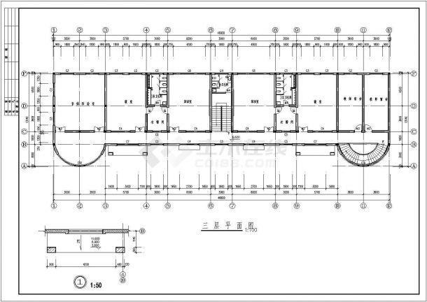 某长47.04米 宽13.14米 3层砖混结构6班幼儿园设计cad全套建筑施工图-图一