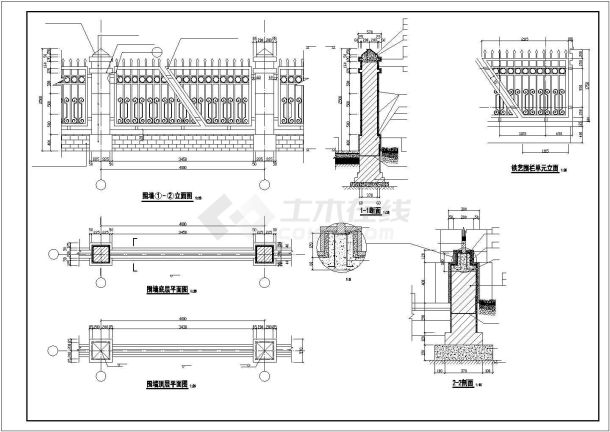 铁艺栏杆围墙施工图