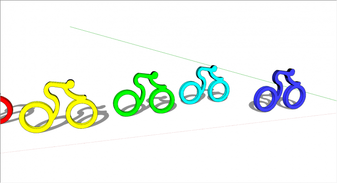 运动雕塑五个自行车su模型_图1