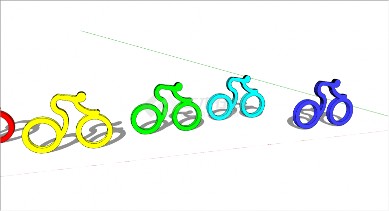 运动雕塑五个自行车su模型-图一