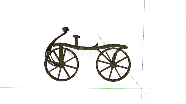 运动雕塑木头自行车su模型-图一