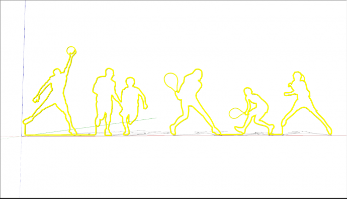 黄色轮廓运动雕塑组su模型_图1