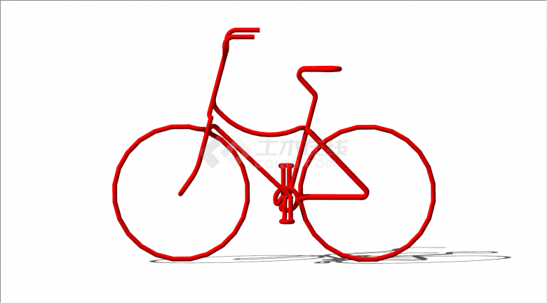 红色自行车轮廓运动雕塑su模型-图二