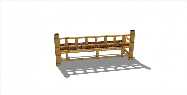 可依靠的竹制的中式坐凳su模型-图二