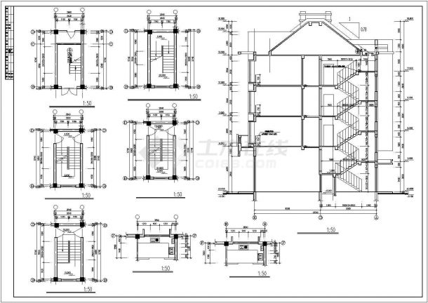 四层商住楼建筑施工图CAD参考图-图二
