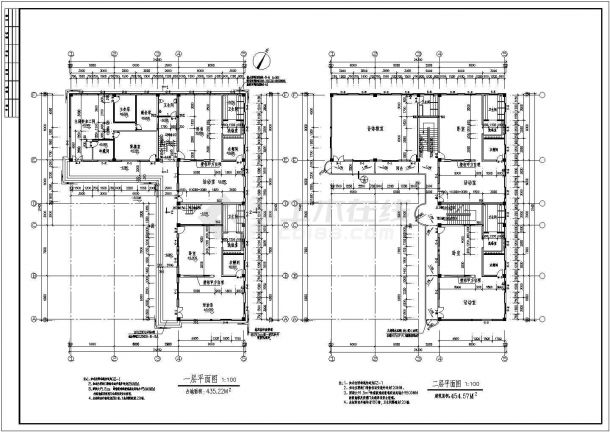 某长31.4米 宽24.3米 4层1829.95平米L型7班幼儿园设计cad全套建筑施工图-图二
