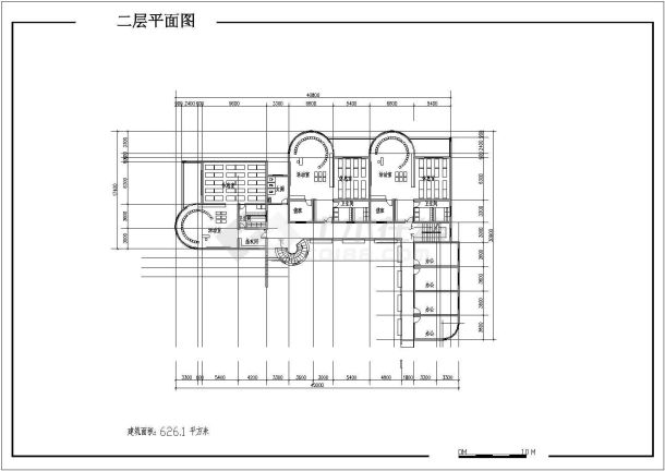 某长40.8米 宽30.9米 3层1413.6平米7班幼儿园设计cad建筑方案图-图二