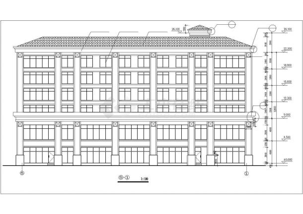 六层2873.9平米框架结构U型旅馆建筑设计图-图一