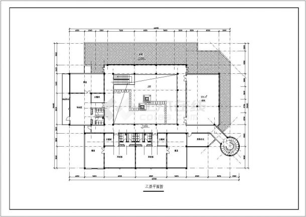 某长46.7米 宽34.4米 3层幼儿园+社区服务中心设计cad建筑方案图-图二