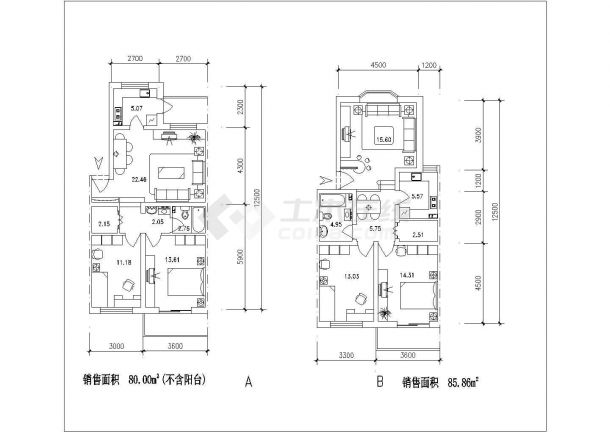 温州市广赛花园小区经典热门的平面户型设计CAD图纸（共11张）-图一