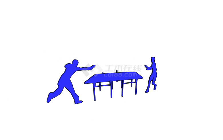 蓝色兵乓球运动雕塑su模型-图二