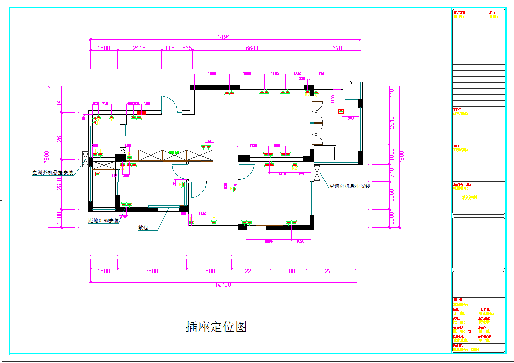 某地高端住宅小区现代两居室商品房设计装修图CAD施工图纸