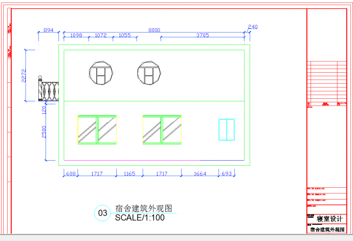 某地学生作业创意宿舍设计CAD图纸_图1