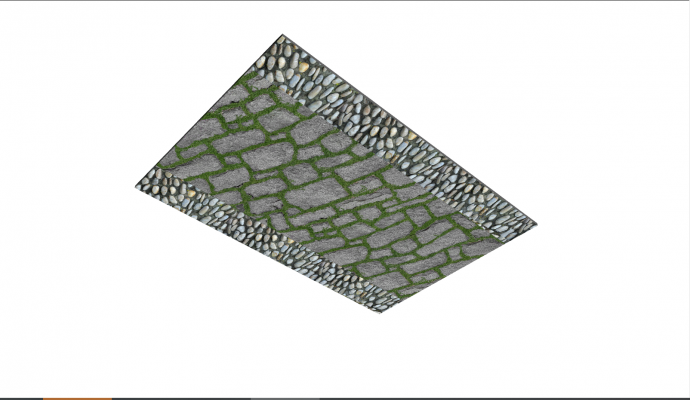 两边铺满鹅卵石的新中式园路铺装 su模型_图1