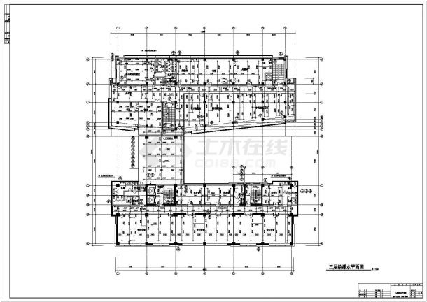 排水设计_某8层办公楼给排水及消防工程施工CAD图-图二
