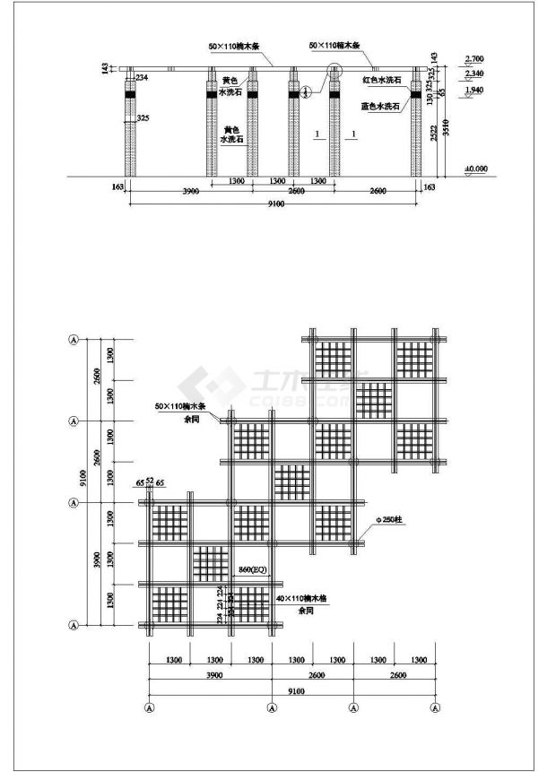 重庆市某私人豪华别墅花园组合式花架设计CAD图纸-图一