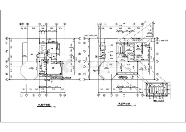 某三层框架结构现代风格独体别墅设计cad全套建筑施工图（甲级院设计）-图一