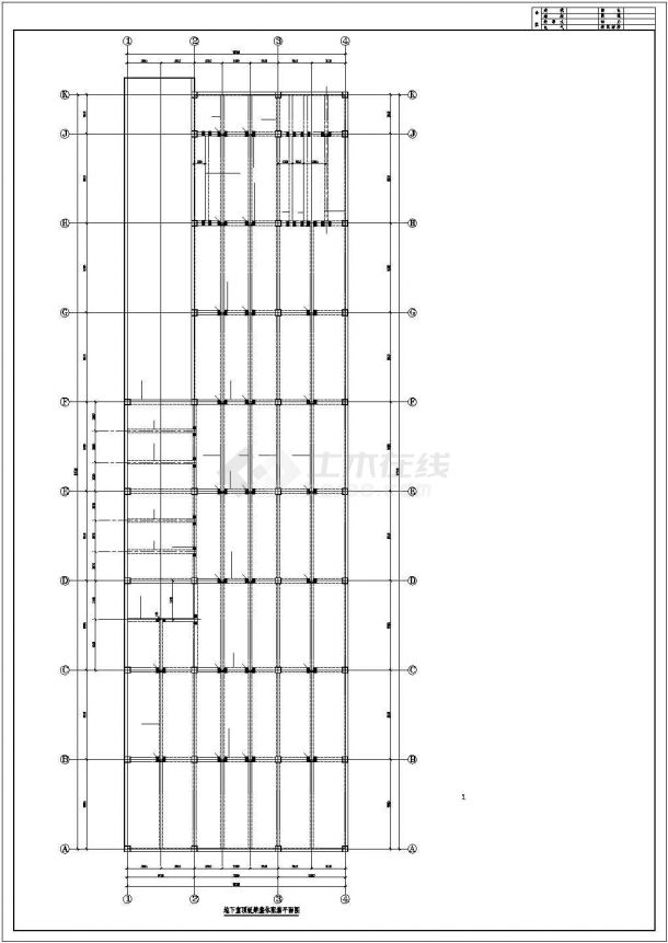单层矩形柱框架结构地下车库结构设计施工图-图一