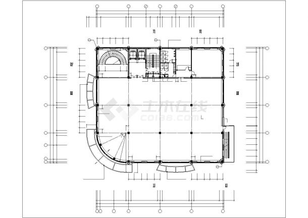 芜湖市某沿街4层砖混结构办公楼全套平面设计CAD图纸（含地下室）-图二