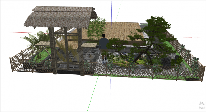 中式庭院篱笆景观小品su模型-图一