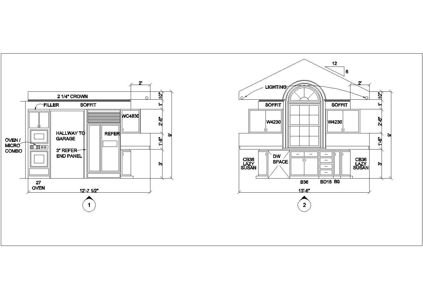 某二层砖混结构私家小别墅室内装修设计cad全套施工图（全英文标注）