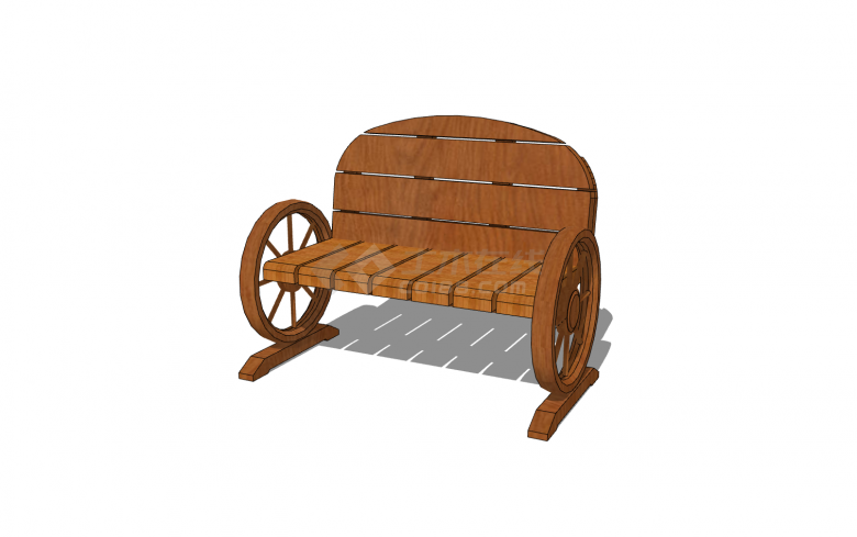 木质车轮扶手中式坐凳su模型-图一