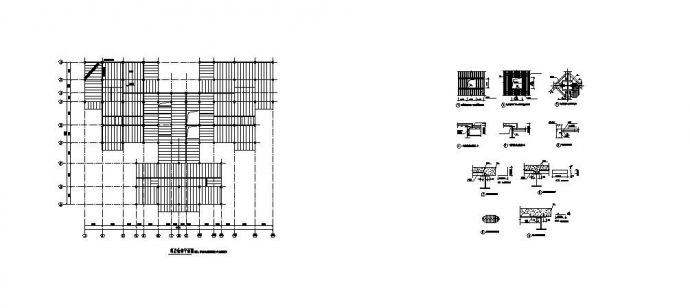 某10层钢框架住宅顶层结构平面图_图1