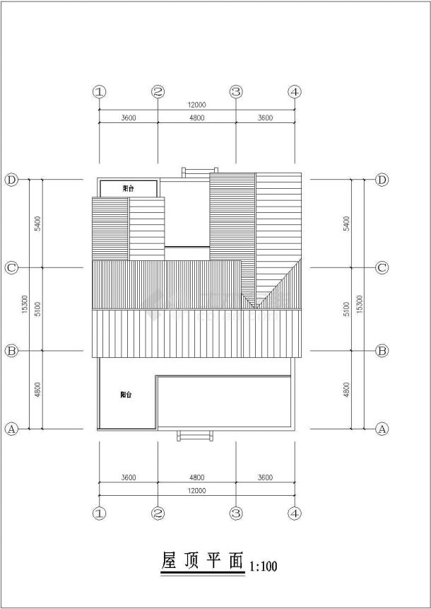汉中市丰合家园小区3层砖混结构中式别墅平立面设计CAD图纸-图一
