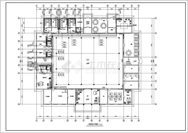 给排水设计_某西部工业区三层办公楼给排水CAD图纸-图一