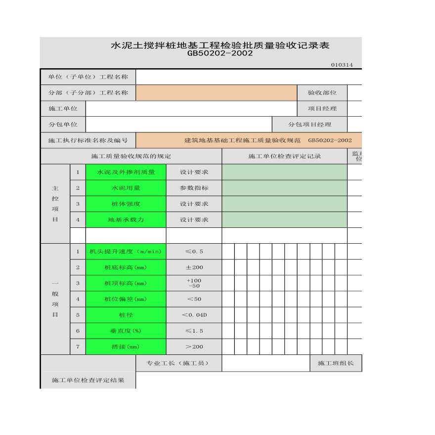 水泥土搅拌桩地基工程的检验批质量验收记录表-图一