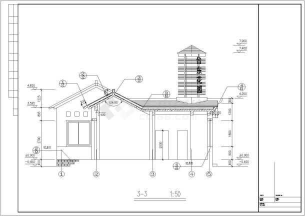 某65㎡单层框架结构大门建筑设计图纸，标注明细-图一