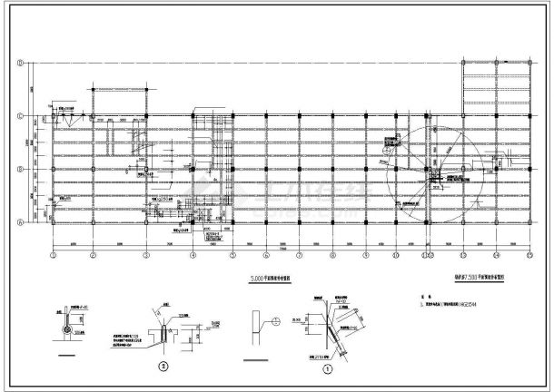 2层联合厂房框架结构cad图纸设计-图一