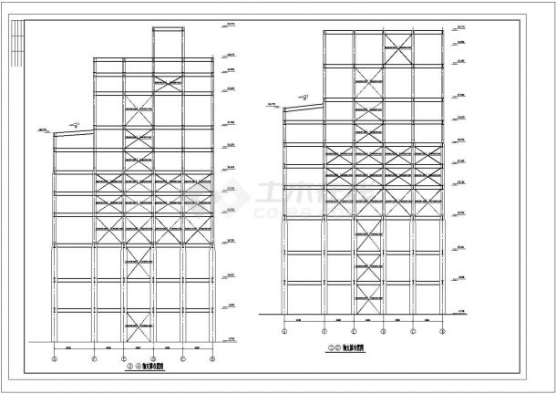 多层钢结构厂房结构cad图纸设计-图二