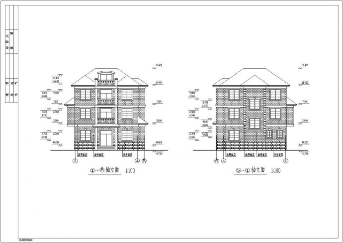 某三层带阁楼现代风格别墅建筑施工图纸（6张图纸），dwg_图1