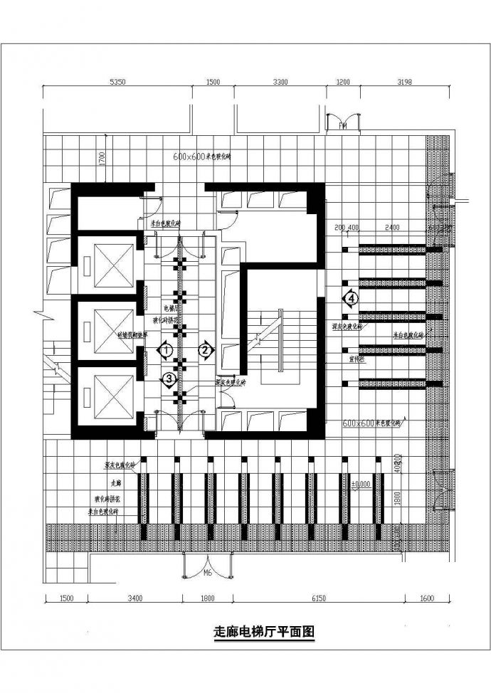 电梯厅设计_某办公楼电梯厅CAD详图_图1