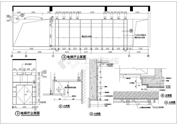 电梯厅设计_某办公楼电梯厅CAD详图-图二