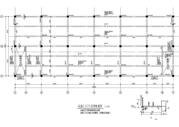南方地区框架结构开间6米厂房结构设计CAD施工图_图1