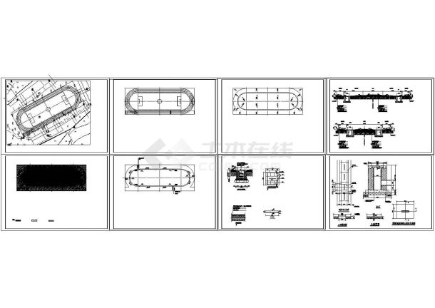 200米环形塑胶跑道及不标准足球场设计CAD图纸（设计精致）-图一