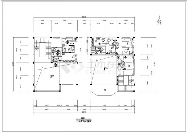 某三层框架结构海景花园别墅室内装修设计cad全套施工图（甲级院设计）-图二