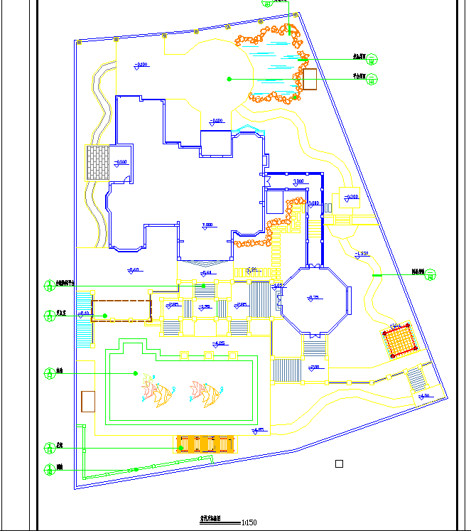 某私家豪华别墅花园绿化规划设计cad总平面施工图（甲级院设计）