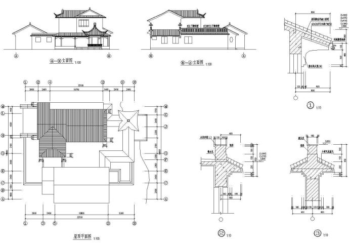 苏州三套古建别墅CAD布置图_图1