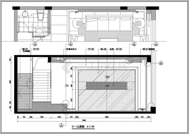 某三层框架结构精品别墅室内装修设计cad全套施工图（甲级院设计）-图一