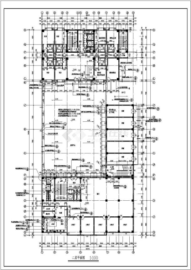 某十三层框架剪力墙结构大酒楼设计cad全套建筑施工图（含设计说明）-图二