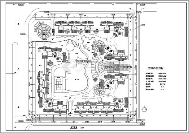 【苏州】某郊区高层住宅小区平面规划图(含总平面图、交通分析图)-图一