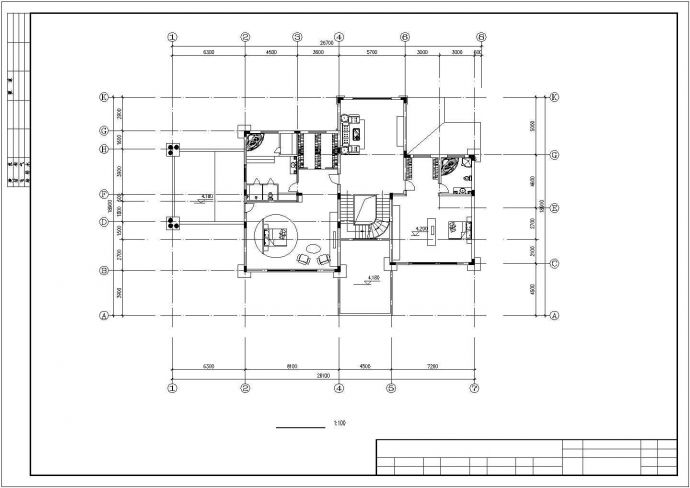某豪华G型别墅CAD施工图及效果图_图1