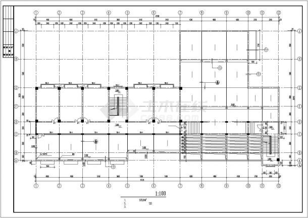 安徽某高级会所全套建筑施工设计cad图纸(含各层平面图)-图二