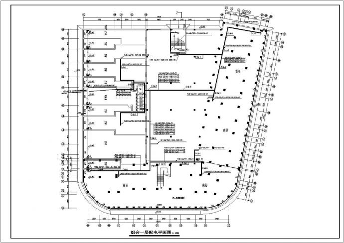 某大型综合楼的电施图-B组团施工图cad图纸_图1