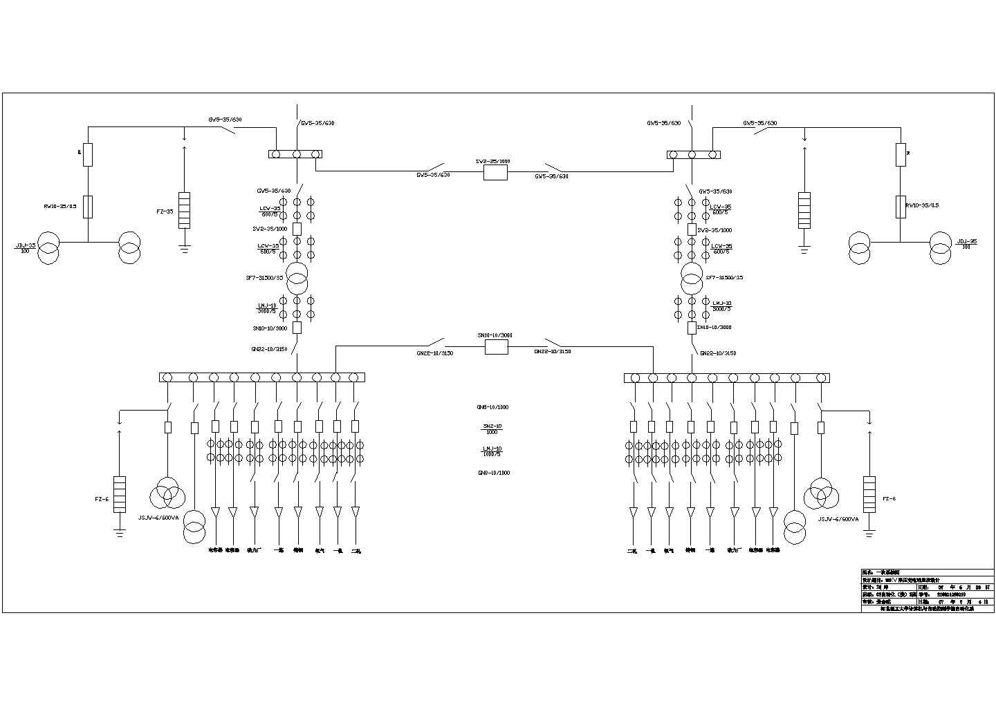 某35kv变电站一次设计CAD系统图